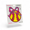 Softball Sticker with Pink Bow