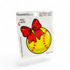 Softball with Red Bow Sticker