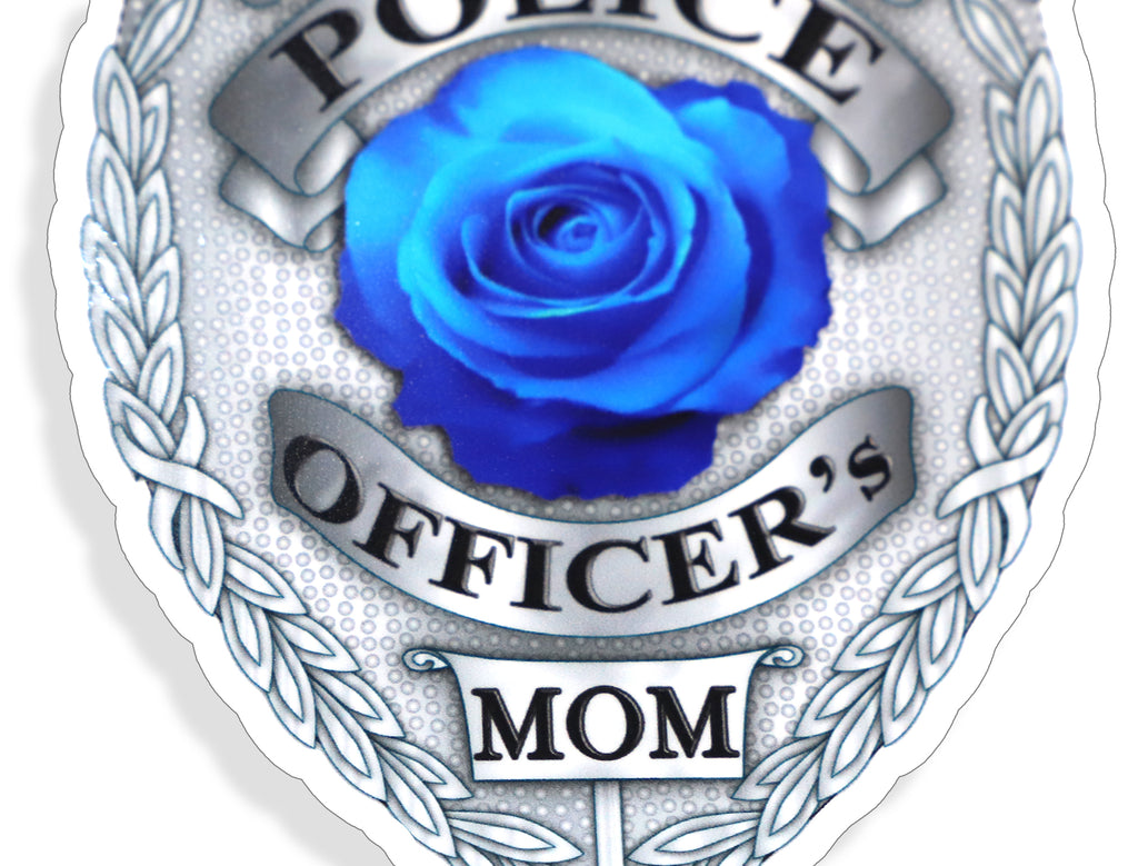Proud Police Officer Mom Silver Badge Sticker