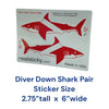 PAIR of Diver Down Shark Sticker