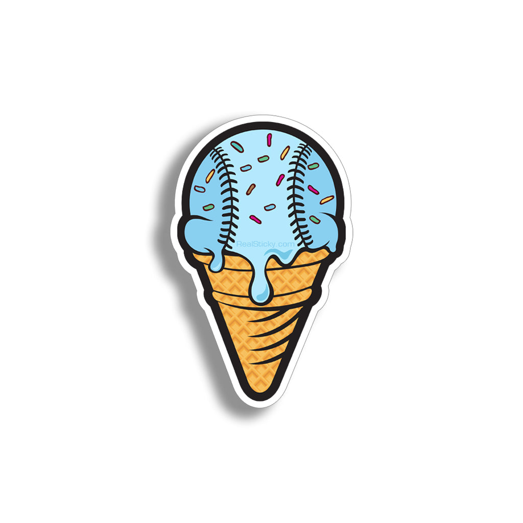 Blue baseball ice cream cone sticker