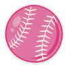 Bubblegum Baseball pink waterproof vinyl sticker featuring a bright pink baseball with white stitching, darker pink border, glossy-style highlights, and white circular die-cut edge.