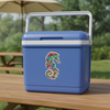 Colorful Seahorse Sticker on blue cooler