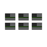 Mini Green Line USA American Flag Sticker 6 Pack