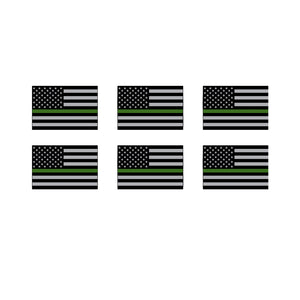 Mini Green Line USA American Flag Sticker 6 Pack