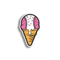 Pink Baseball Ice Cream Cone Sticker