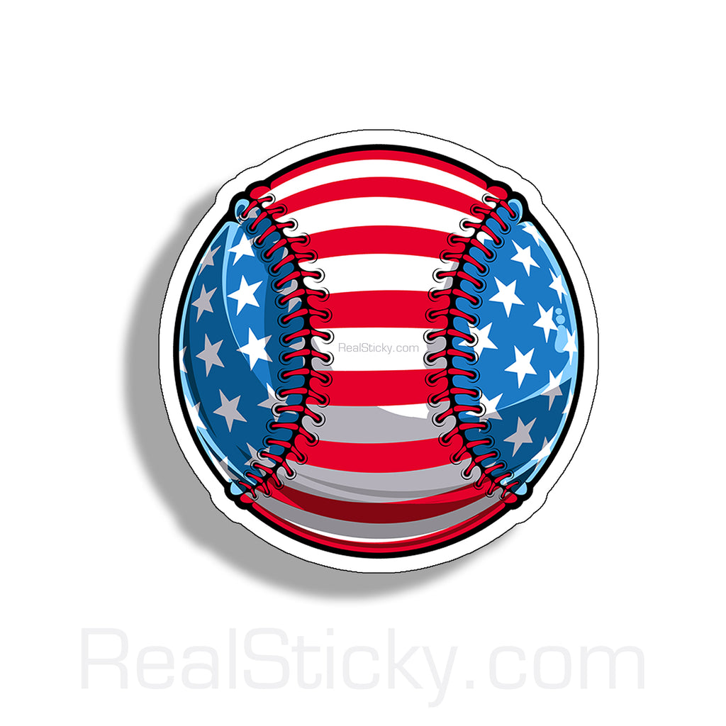 USA American Flag Baseball Sticker 4"