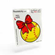 Softball with Red Bow Sticker