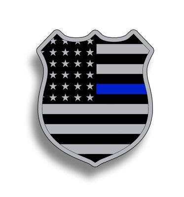 Empire Tactical USA The Police Thin Blue Line Shield Reflective Badge Decal  Sticker Ultra Us Made 3m Vinyl Die Cut, 3 x 3 inch
