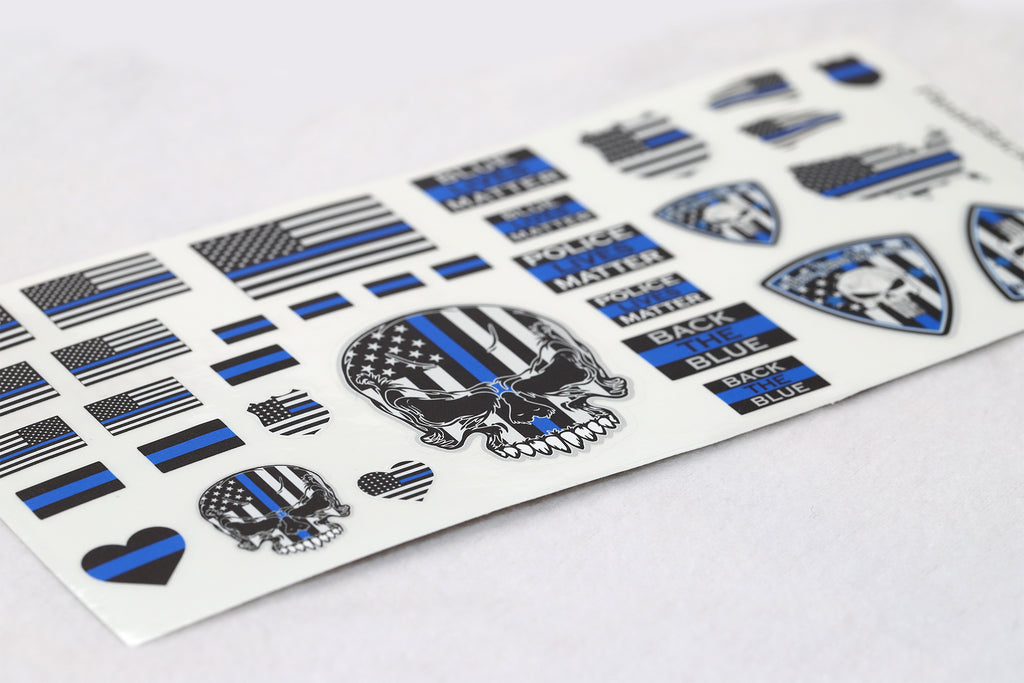 1:10 scale Blue Line Police Sticker Sheet - RC car decal | Real Sticky