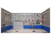 Full RC 1/10 Scale Garage Wall Sticker Blue Cinder Block Shop Printed Decal