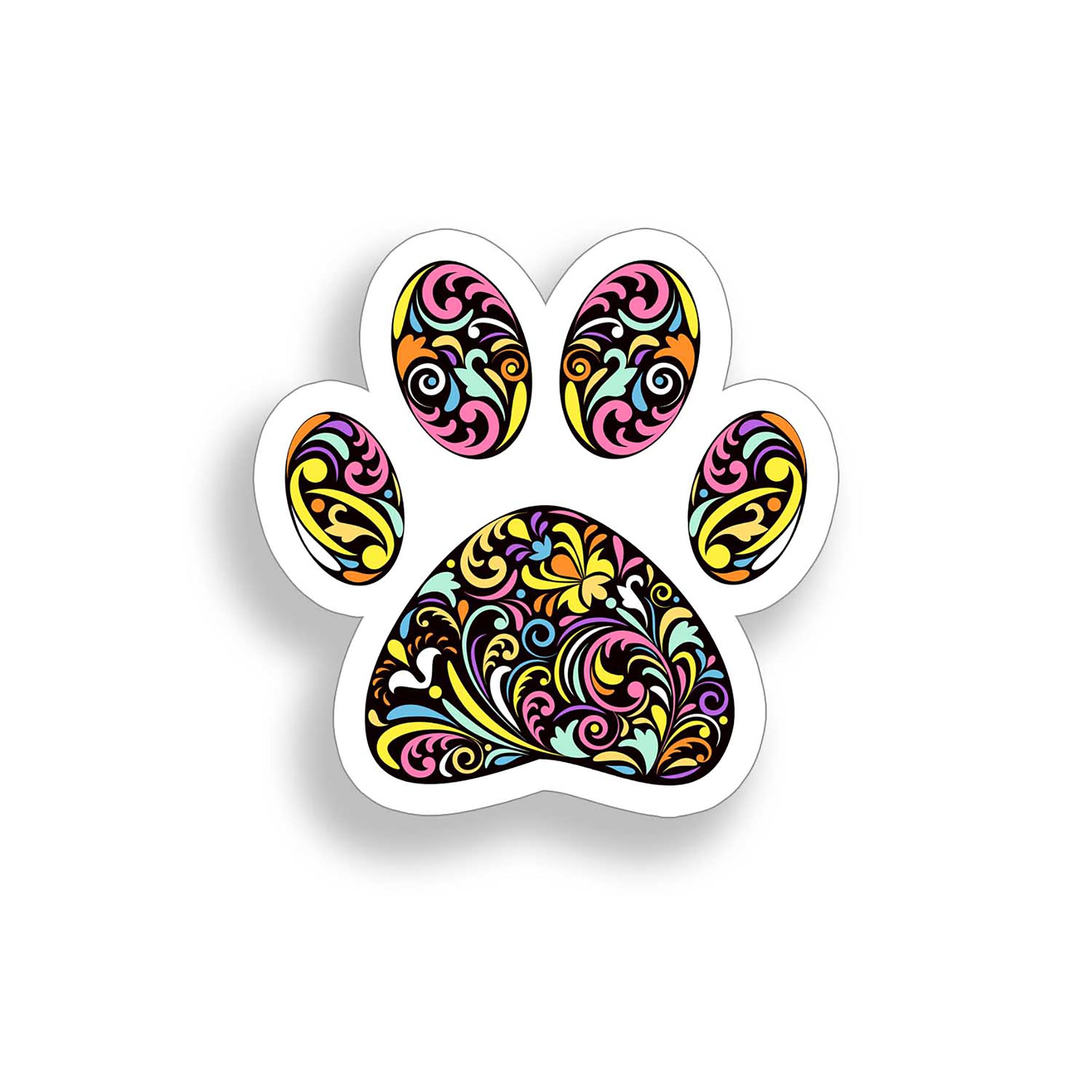 colorful dog paw prints