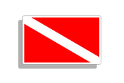 Scuba Diver Down Flag Sticker