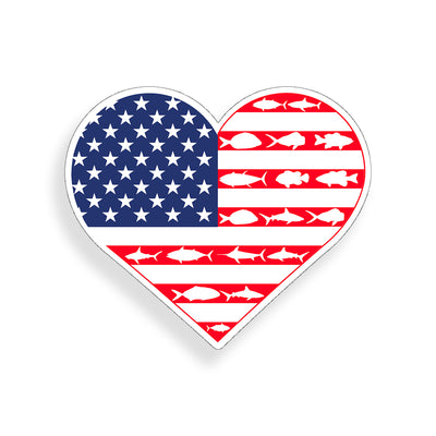 USA Heart American Fish Flag Sticker