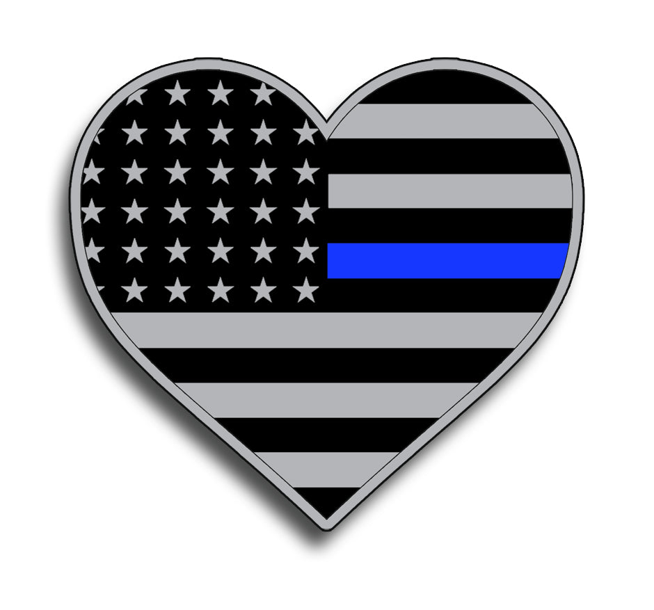 Heart Blue Line Flag Sticker