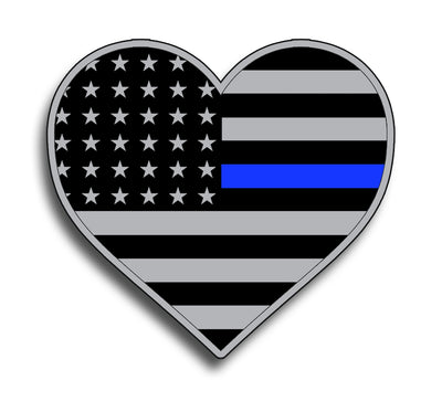 Heart Blue Line Flag Sticker