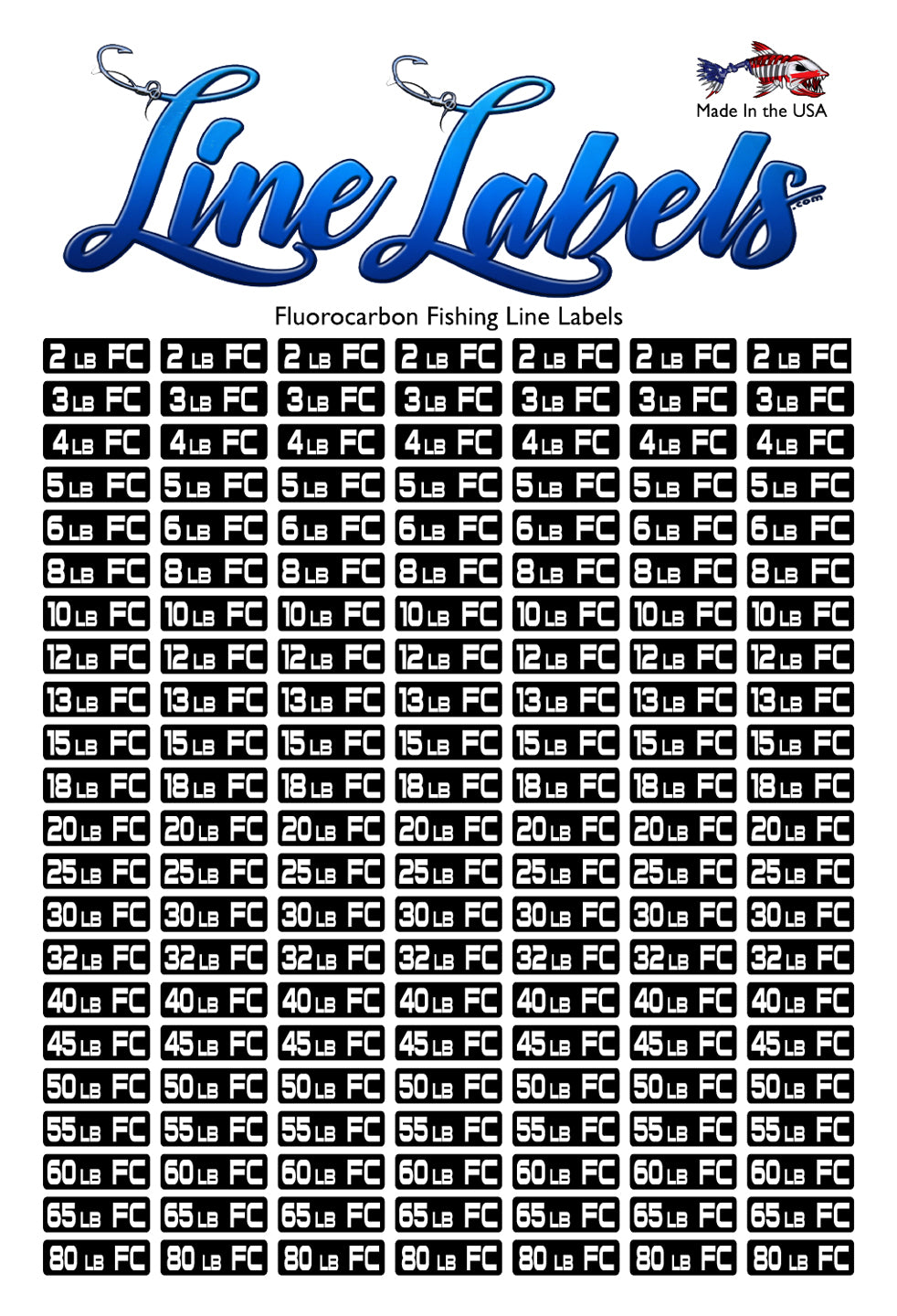 Fishing rod Line Label sticker sheet for tackle box | Real Sticky