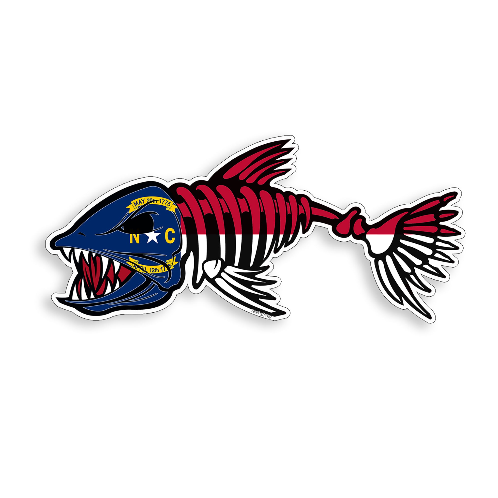 North Carolina State Flag Bass Fish Decal NC Largemouth Fishing Sticker