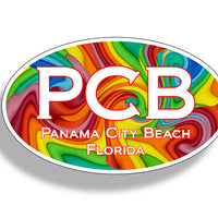Panama City Beach Retro Oval Sticker