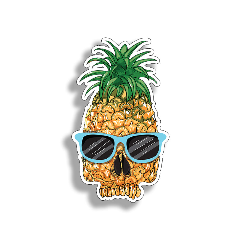 Pineapple Skull with Blue Sunglasses Sticker