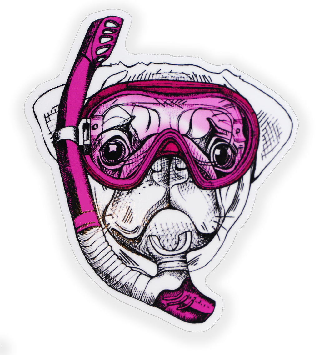 Pink Pug Snorkel Mask Sticker
