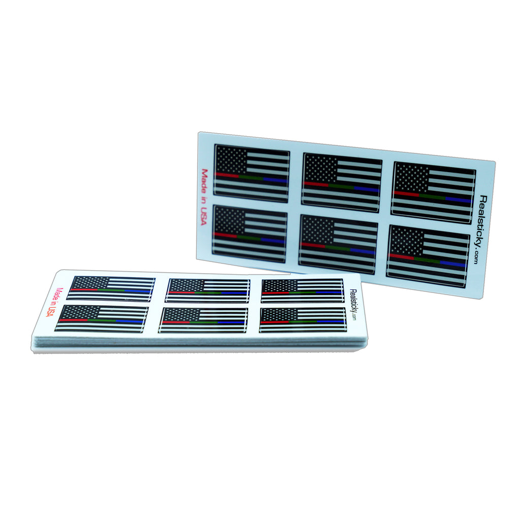 Mini Red Green Blue Line USA Flag Sticker | Real Sticky
