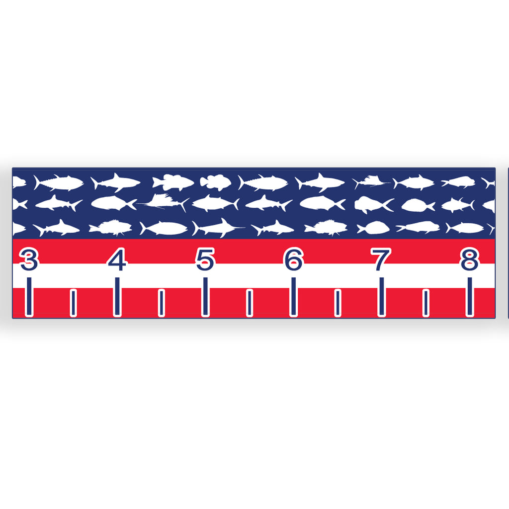 USA fish flag fishing tape measure sticker
