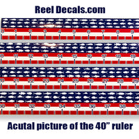 USA American Flag Fishing Ruler 40 inch sticker