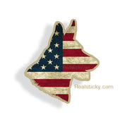 German Shepard Rustic USA flag sticker