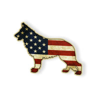 German Shepherd Rustic USA Flag Sticker