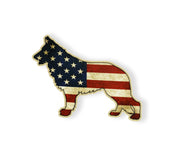 German Shepherd Rustic USA Flag Sticker