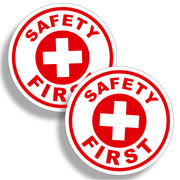 2" Pair RedSafety First Circle Sticker