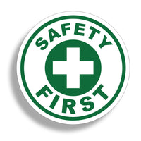 Safety First Round Circle Sticker Decal