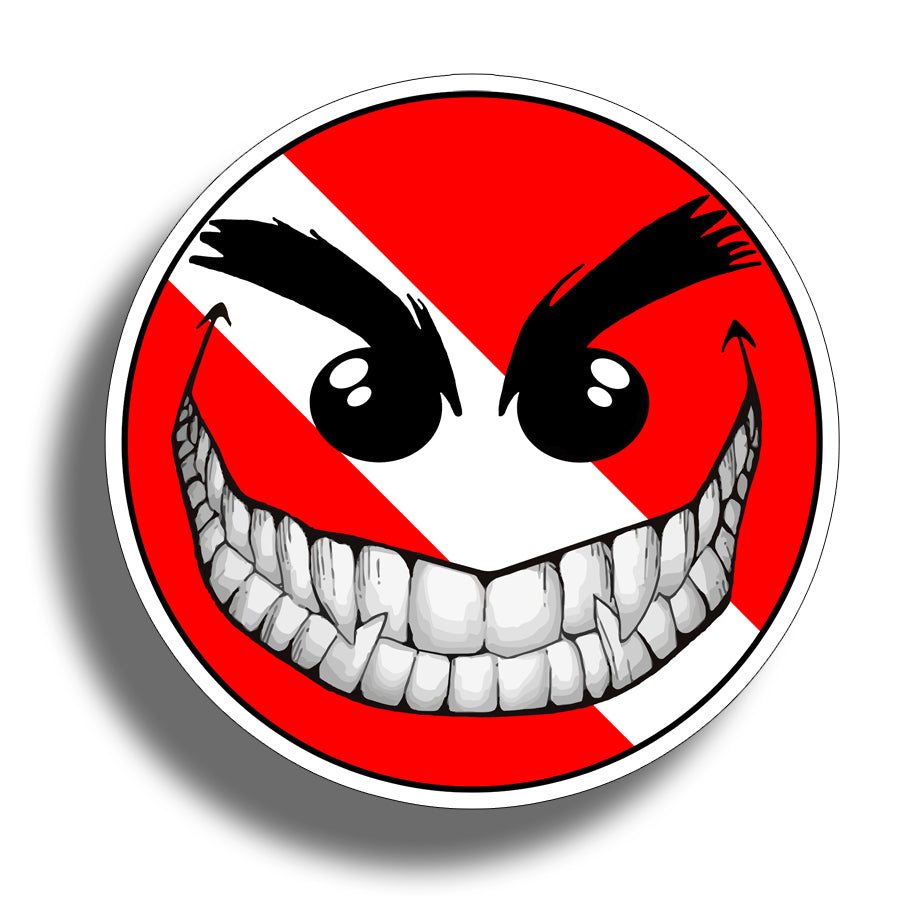 Smiley Face Diver Down Sticker Decal