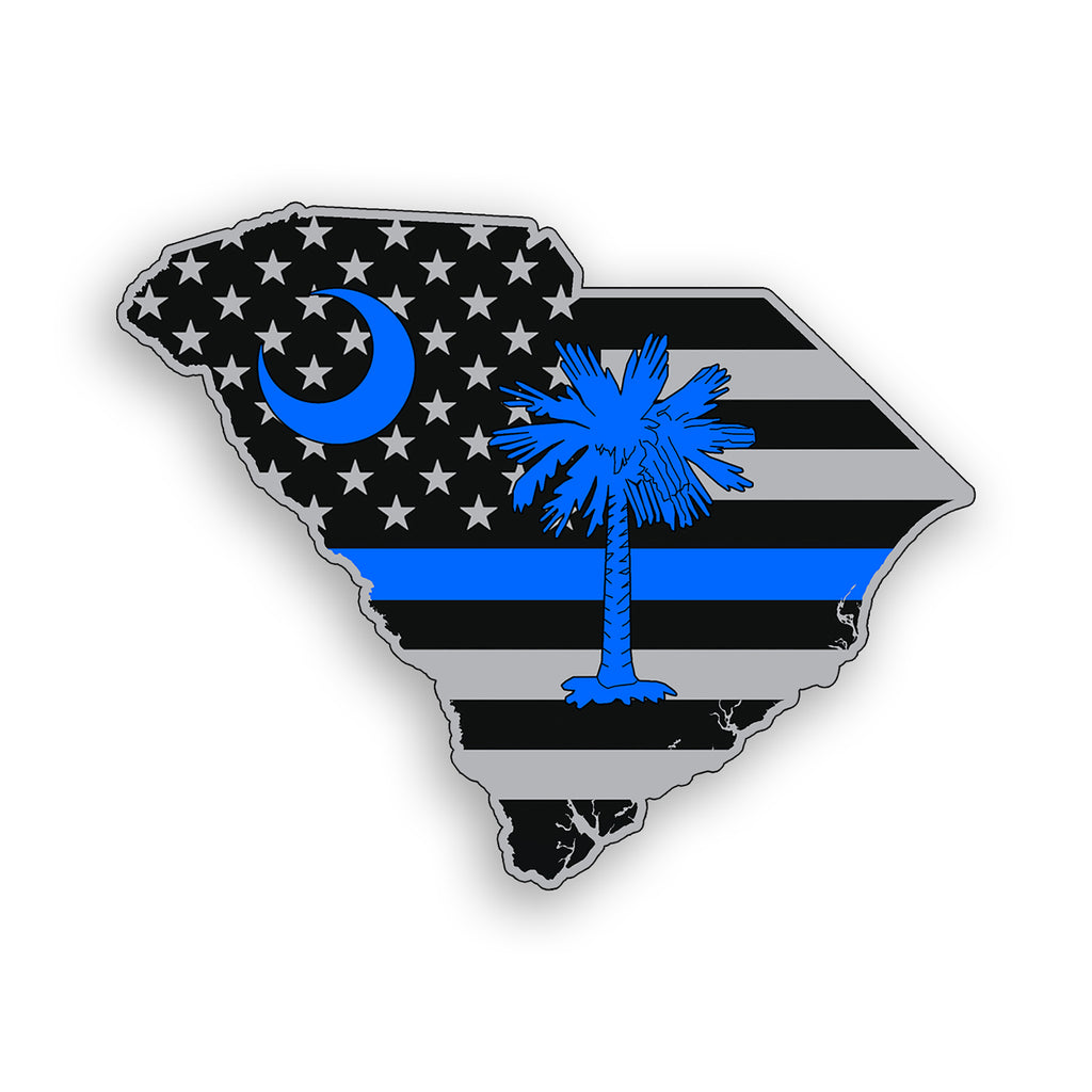 South Carolina State Blue Line American Flag Sticker