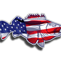 Bass USA Flag Sticker Decal Fish Fishing