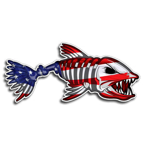 American Flag USA Bone Fish Sticker