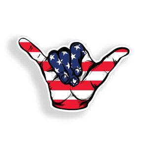 USA American Flag Hang Loose Sticker