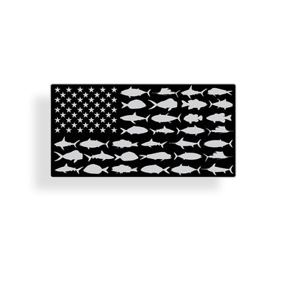 Black and Gray USA Fish Flag Sticker
