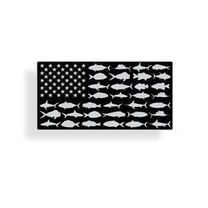 Black and Gray USA Fish Flag Sticker