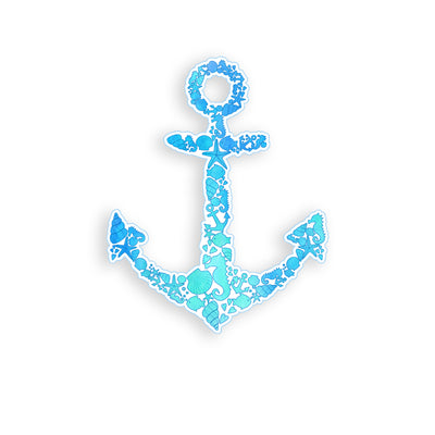 Blue Sea Shell Anchor Sticker