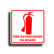 Fire Extinguisher On Board White Sticker Decal
