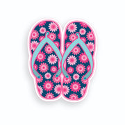 Blue with Pink Flower Flip Flop Sticker