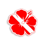 Diver Down Hibiscus Flower Sticker