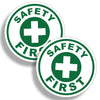 2" Pair Green Safety First Circle Sticker