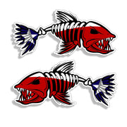  Two (2) American Flag Bass Fish Stickers, Car Bumper, Toolbox,  Hard Hat, Fishing Toolbox, Kayak, Boat Decal