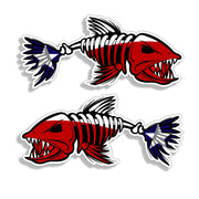 Reel Sticky Mini Fish American Flag Sticker (4-Pack) - USA Fishing Decal For Helmet, Car, License Plate