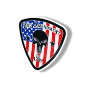 2nd Amendment Red White Blue Skull Badge Sticker