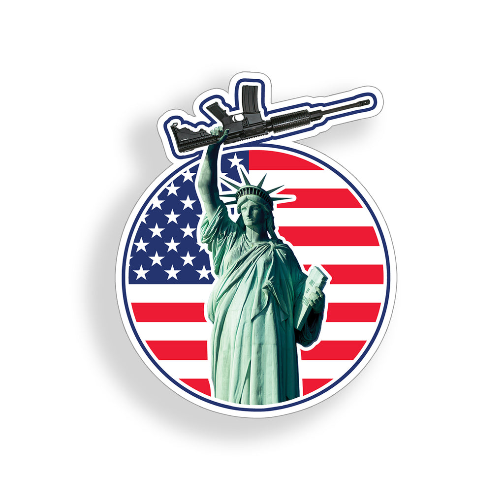 Lady Liberty AR15 USA American Flag Circle Sticker