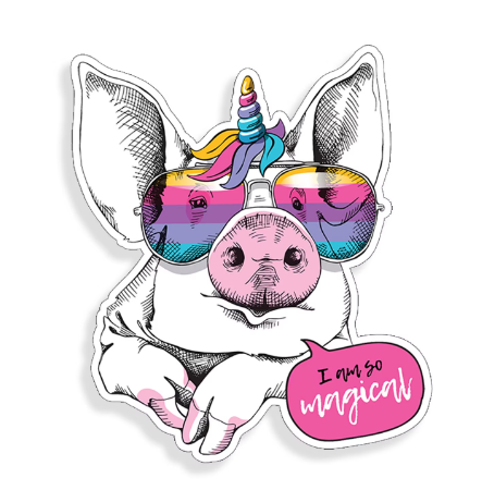 3 Magical Unicorn Pig Sticker
